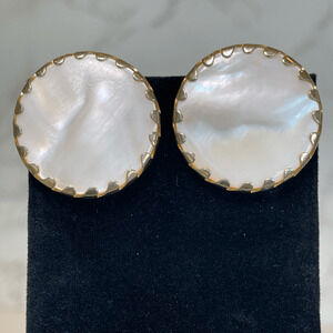 Sarah Coventry 1957 "Beauty Buttons" Mother of Pearl Style Clip On Earrings